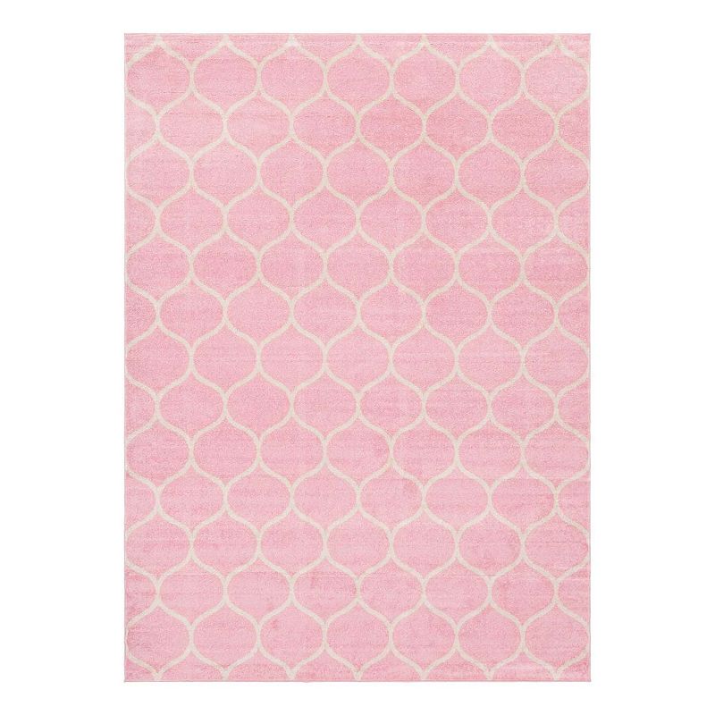 Unique Loom Rounded Trellis Frieze Rug, Pink, 8X10 Ft