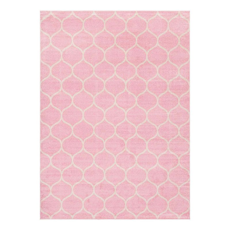 Unique Loom Rounded Trellis Frieze Rug, Pink, 10X14 Ft