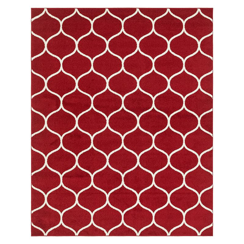 Unique Loom Rounded Trellis Frieze Rug, Red, 10X14 Ft