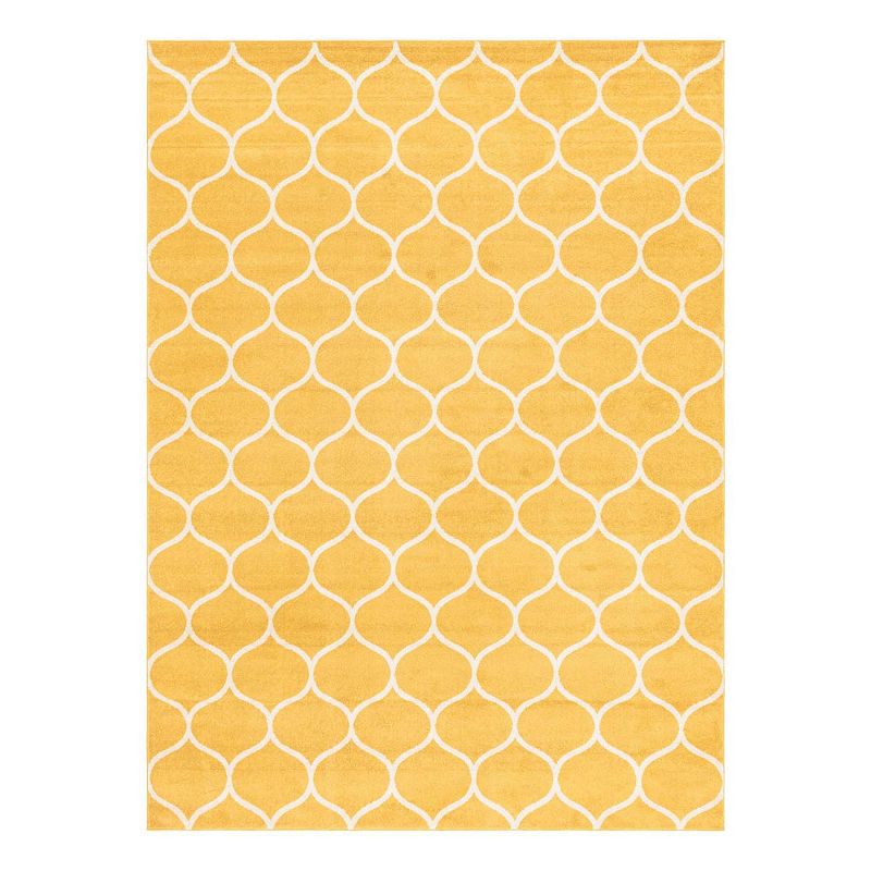 Unique Loom Rounded Trellis Frieze Rug, Yellow, 10X13 Ft