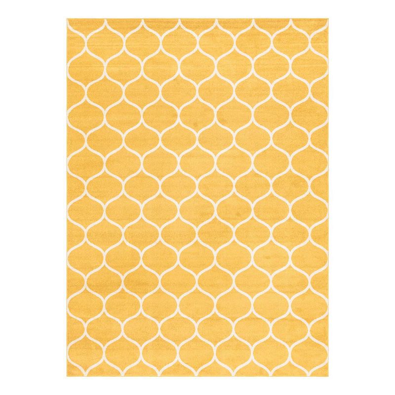 Unique Loom Rounded Trellis Frieze Rug, Yellow, 10X14 Ft