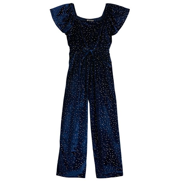 Girls store velvet jumpsuit