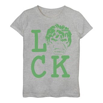 Girls 3-16 Marvel Hulk "Luck" St. Patrick's Day Tee