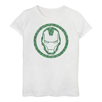 Girls 3-16 Marvel St. Patrick's Day Iron Man Plaid Logo Tee