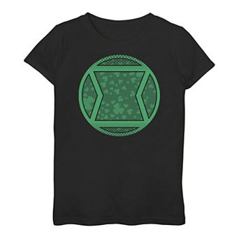 Girls 3-16 Marvel St. Patrick's Day Black Widow Lucky Logo Tee