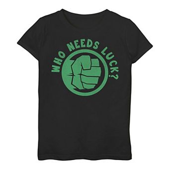 Girls 3-16 Marvel St. Patrick's Day Hulk "Who Needs Luck?" Tee
