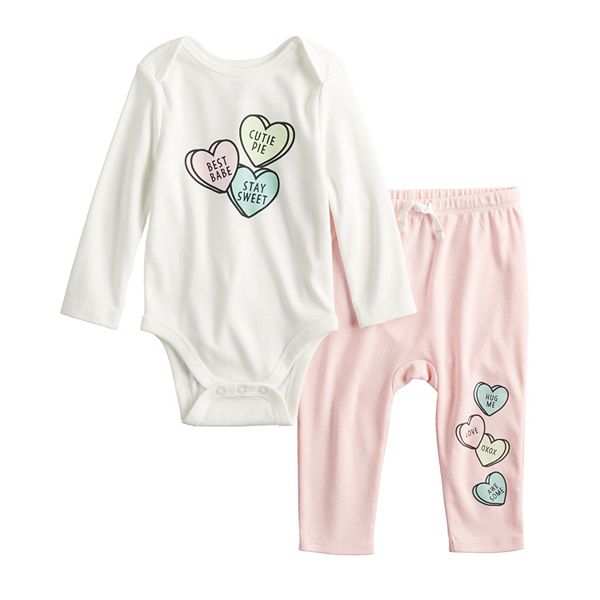 Baby Girl Jumping Beans® Heart Bodysuit & Leggings Set