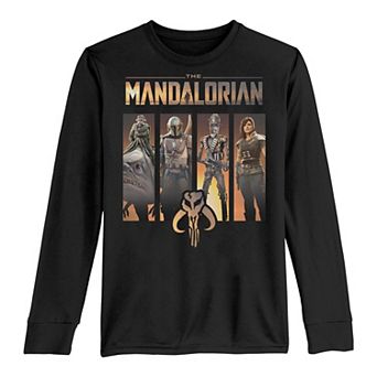 Boys 8-20 Star Wars The Mandalorian Character Panel Long Sleeve Graphic Tee