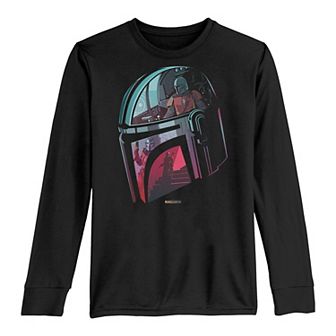 Boys 8-20 Star Wars The Mandalorian Helmet Reflection Long Sleeve Graphic Tee