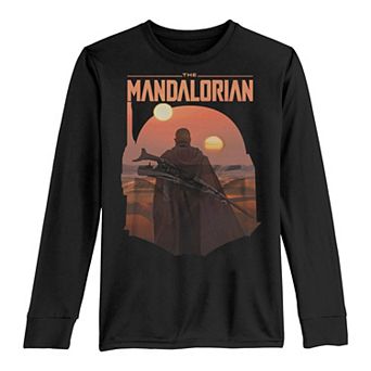 Boys 8-20 Star Wars: The Mandalorian Boba Fett Logo Fill R14 Long Sleeve Graphic Tee