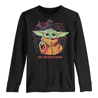 Boys 8-20 Star Wars The Mandalorian The Child AKA Baby Yoda Neon Poster Long Sleeve Graphic Tee