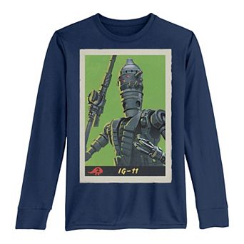 Boys 8-20 Star Wars The Mandalorian IG-11 Droid Card Long Sleeve Graphic Tee