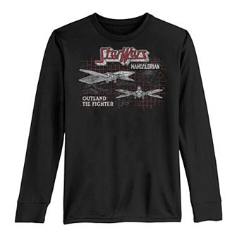 Boys 8-20 Star Wars The Mandalorian TIE Fighter Grid Long Sleeve Graphic Tee