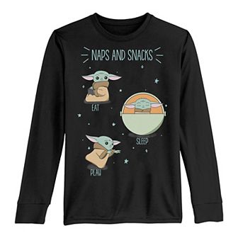 Boys 8-20 Star Wars The Mandalorian The Child Naps And Snacks Doodles Long Sleeve Graphic Tee