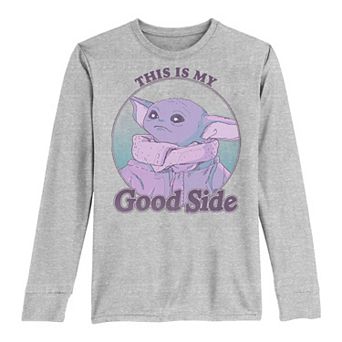 Boys 8-20 Star Wars The Mandalorian The Child My Good Side Purple Hue Long Sleeve Graphic Tee