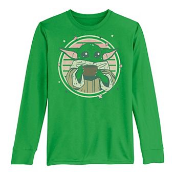Boys 8-20 Star Wars Cutesy Yoda Sipping Long Sleeve Graphic Tee