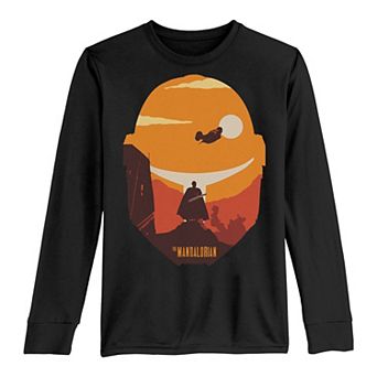 Boys 8-20 Star Wars The Mandalorian Moff Gideon Sunset Helmet Fill Long Sleeve Graphic Tee