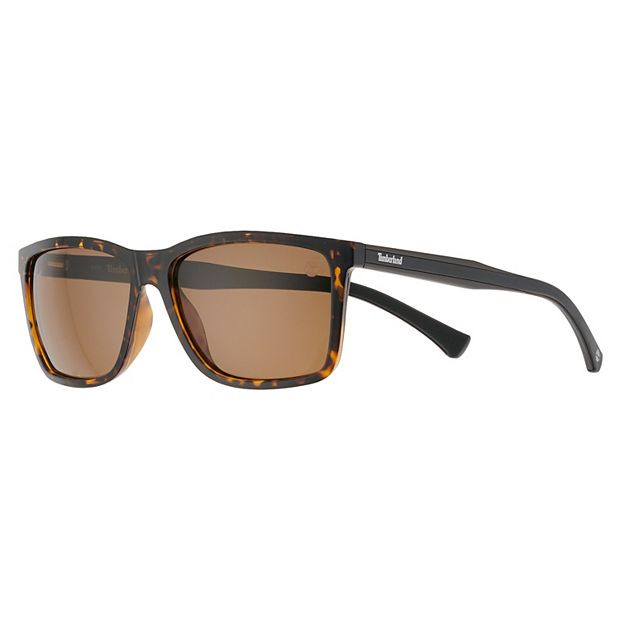 Timberland Men's Thin Rectangular Mirrored & Polarized Sunglasses - Brown - Each