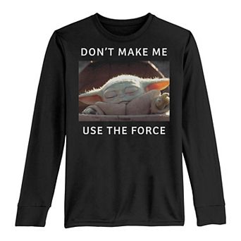 Boys 8-20 Star Wars The Child Force Meme Quote Long Sleeve Graphic Tee