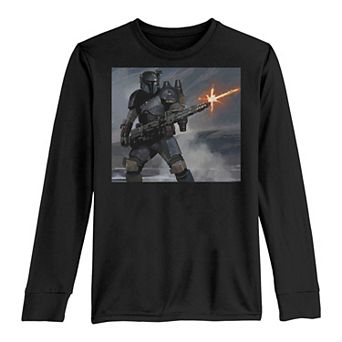 Boys 8-20 Star Wars Mando Fire Portrait Long Sleeve Graphic Tee