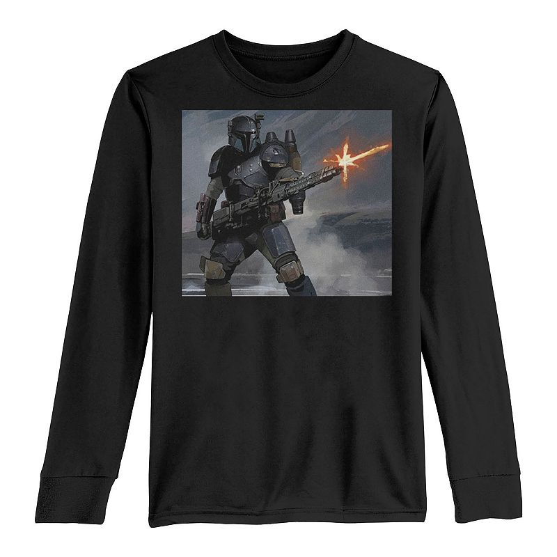 Boys 8-20 Star Wars Mando Fire Portrait Long Sleeve Graphic Tee, Boy's,