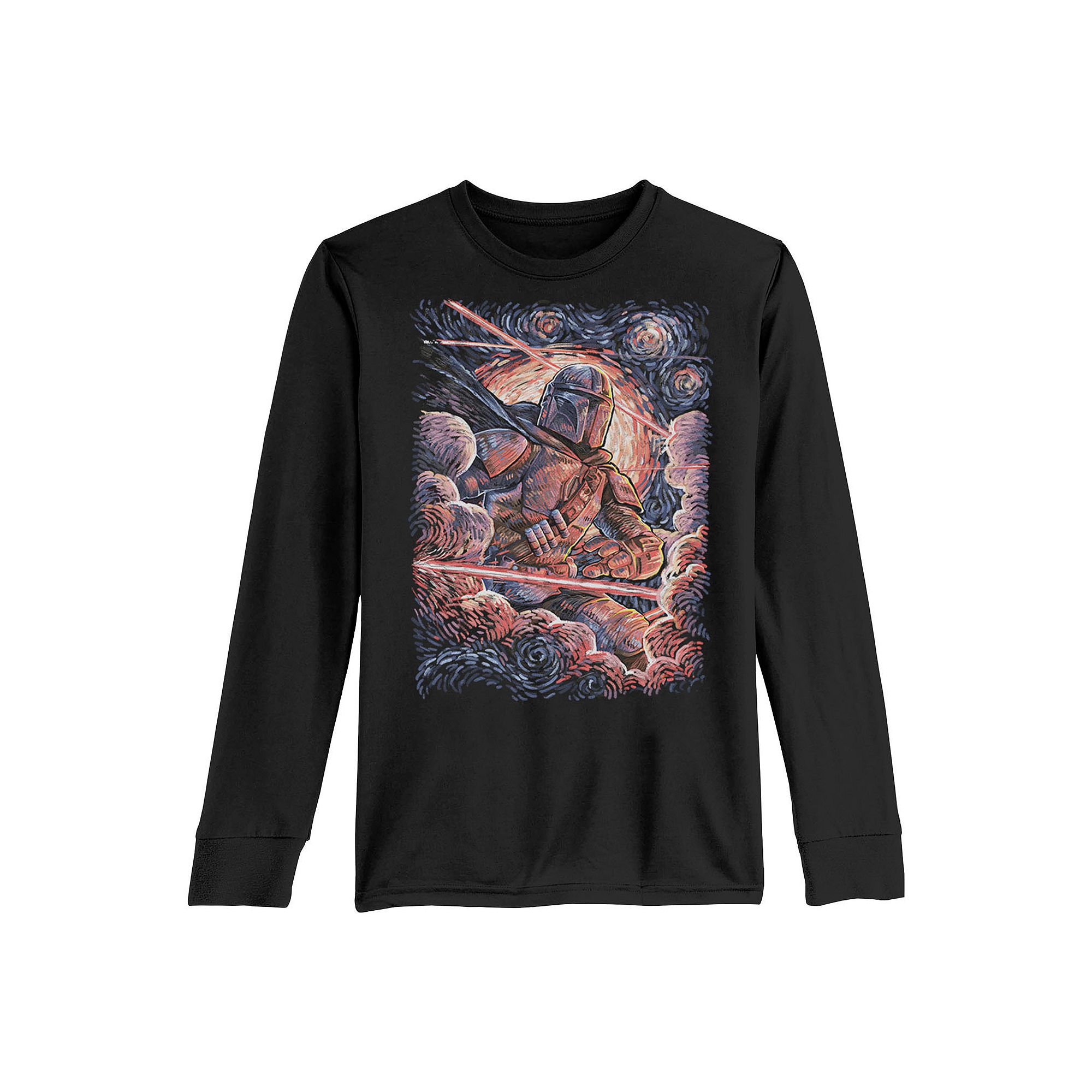 Boys 8-20 Star Wars The Mandalorian Starry Night Style Portrait Long Sleeve