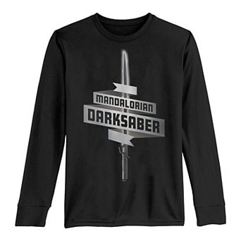 Boys 8-20 Star Wars: The Mandalorian Darksaber Text Long Sleeve Graphic Tee