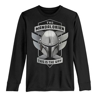 Boys 8-20 Star Wars: The Mandalorian Mandalorian Helmet Emblem Small Long Sleeve Graphic Tee