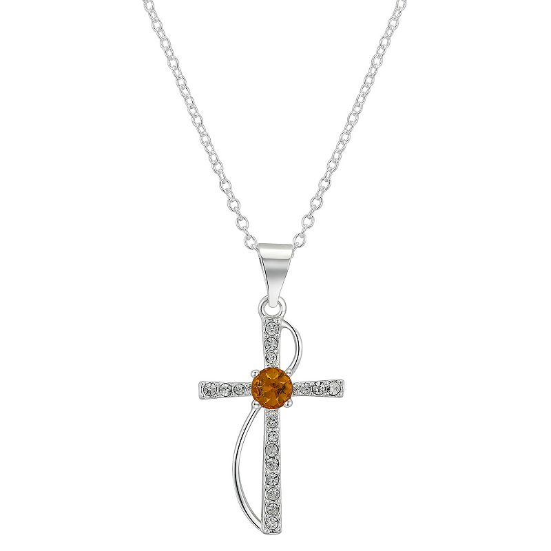 Brilliance Crystal Birthstone Cross Necklace, Womens, Size: 18, Yellow