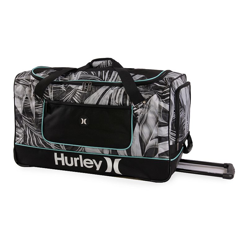 Hurley Kahuna 30-In Rolling Duffel Bag, Gray Tropical