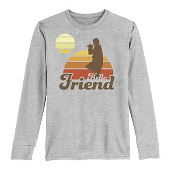 Boys 8-20 Star Wars The Mandalorian "Hello Friend" Retro Sunset Silhouette Tee