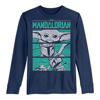 Boys 8-20 Star Wars The Mandalorian & The Child AKA Baby Yoda Green Panel Tee