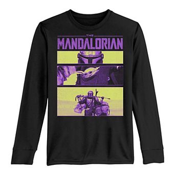 Boys 8-20 Star Wars The Mandalorian & The Child AKA Baby Yoda Purple Frames Tee