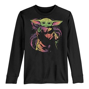 Boys 8-20 Star Wars The Mandalorian The Child AKA Baby Yoda Multicolor Swirl Force Tee