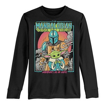 Boys 8-20 Star Wars The Mandalorian "Wherever I Go He Goes" Pop Art Tee