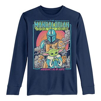 Boys 8-20 Star Wars The Mandalorian "Wherever I Go He Goes" Pop Art Tee