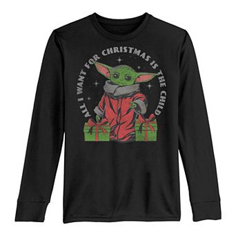 Boys 8-20 Star Wars The Mandalorian The Child AKA Baby Yoda Is All I Want Christmas Tee