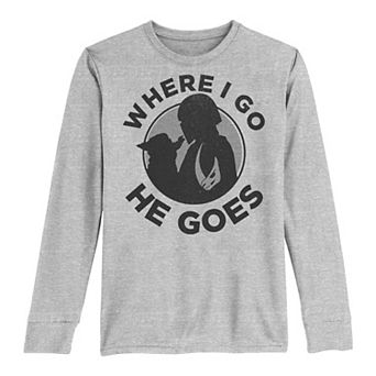 Boys 8-20 Star Wars Mandalorian "Where I Go He Goes" Silhouette Tee
