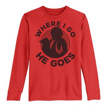 Boys 8-20 Star Wars Mandalorian "Where I Go He Goes" Silhouette Tee