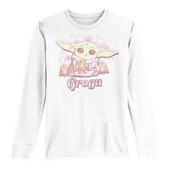 Boys 8-20 Star Wars The Mandalorian Grogu The Child AKA Baby Yoda Floral Portrait Tee