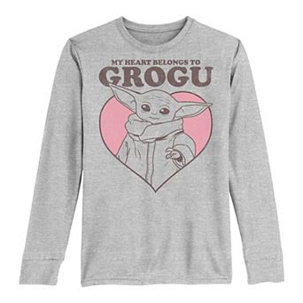 Boys 8-20 Star Wars The Mandalorian Valentine's Day "My Heart Belongs To Grogu" The Child AKA Baby Yoda Tee