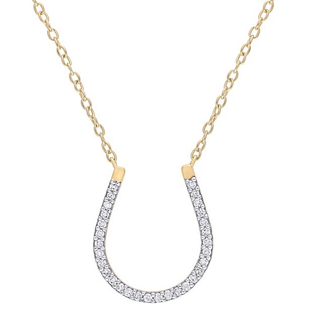 Stella Grace 18K Gold Over Sterling Silver 1 6 Carat T.W. Diamond Horseshoe Pendant Necklace Women s Size 18