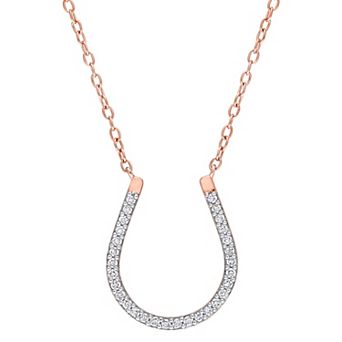 Stella Grace 18k Gold Over Sterling Silver 1/6 Carat T.W. Diamond Horseshoe Pendant Necklace