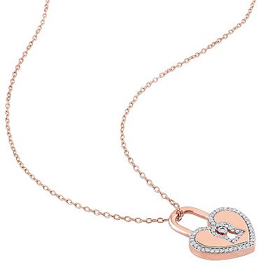Stella Grace 18k Gold Over Sterling Silver 1/5 Carat T.W. Diamond Heart Locked Pendant Necklace