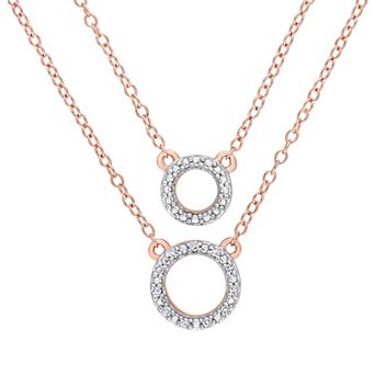 Stella Grace 18k Gold Over Sterling Silver Diamond Accent 2-Circle Layered Necklace