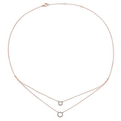 Stella Grace 18k Gold Over Sterling Silver Diamond Accent 2-Circle Layered Necklace