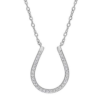 Stella Grace Sterling Silver 1/6 Carat T.W. Diamond Horseshoe Pendant Necklace