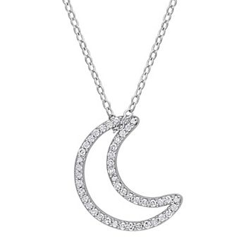 Stella Grace Sterling Silver 1/5 Carat T.W. Diamond Moon Pendant Necklace