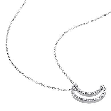 Stella Grace Sterling Silver 1/5 Carat T.W. Diamond Moon Pendant Necklace