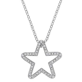 Stella Grace Sterling Silver 1/5 Carat T.W. Diamond Star Pendant Necklace